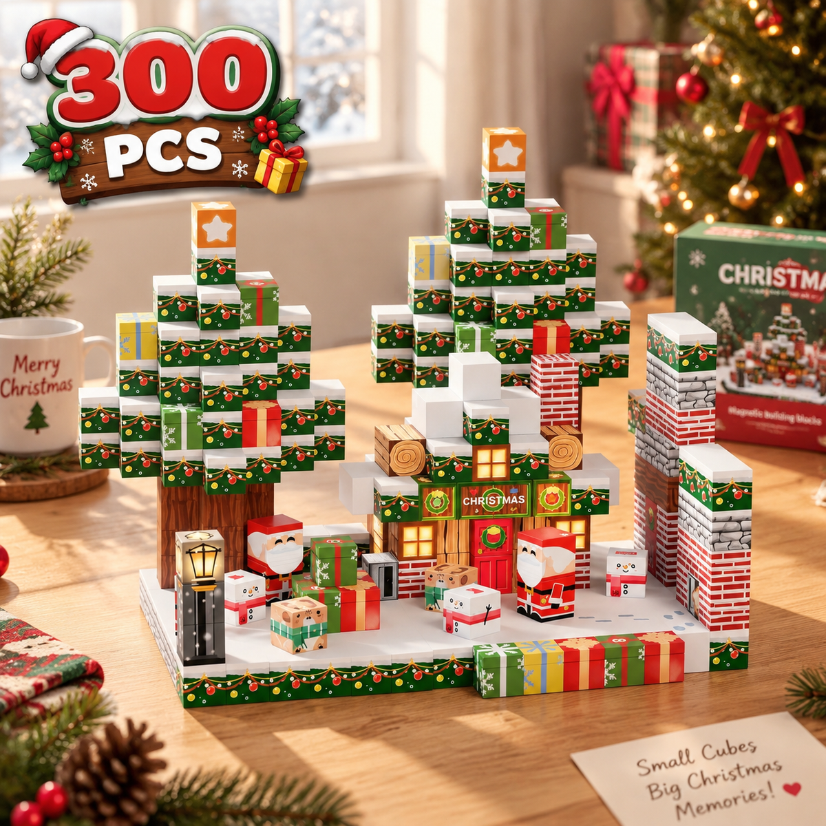 Christmas Magnetic Cube Building Set - Build Your Own Holiday Village