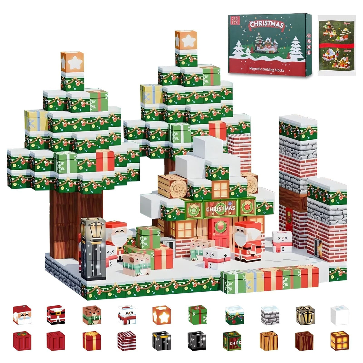 Christmas Magnetic Cube Building Set - Build Your Own Holiday Village