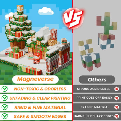 Christmas Magnetic Cube Building Set - Build Your Own Holiday Village